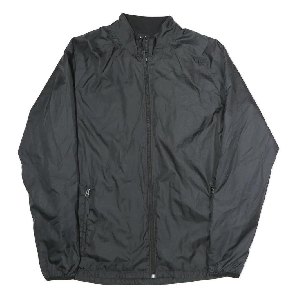 NIKE Mens Black Jacket M Polyester Zip Plain Lightweight Sportswear
