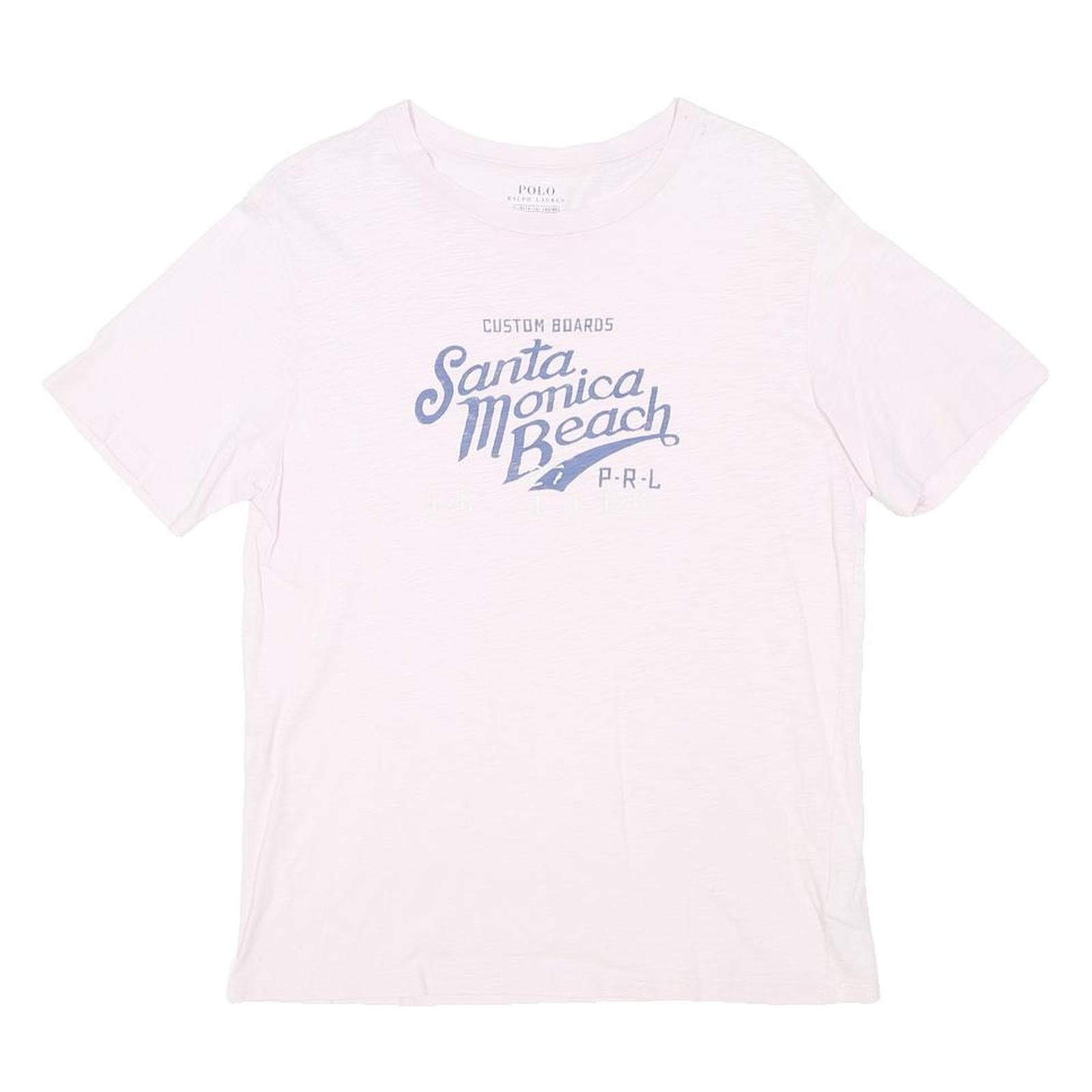 POLO RALPH LAUREN Boys White Blue Santa Monica Beach Graphic T-Shirt 15-16Y