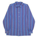 Womens Blue & Purple Striped Cotton Blend Shirt M Long Sleeve Button Up Relaxed