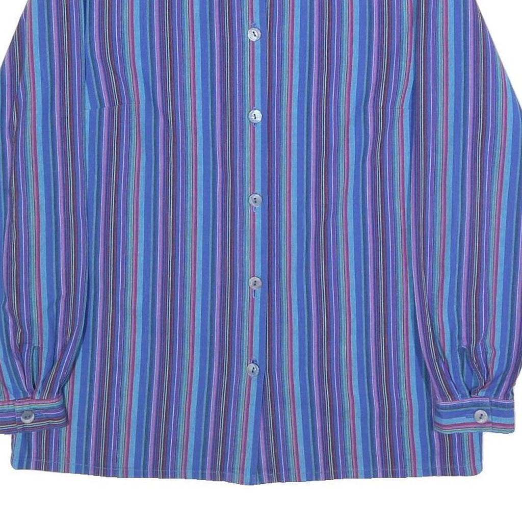 Womens Blue & Purple Striped Cotton Blend Shirt M Long Sleeve Button Up Relaxed