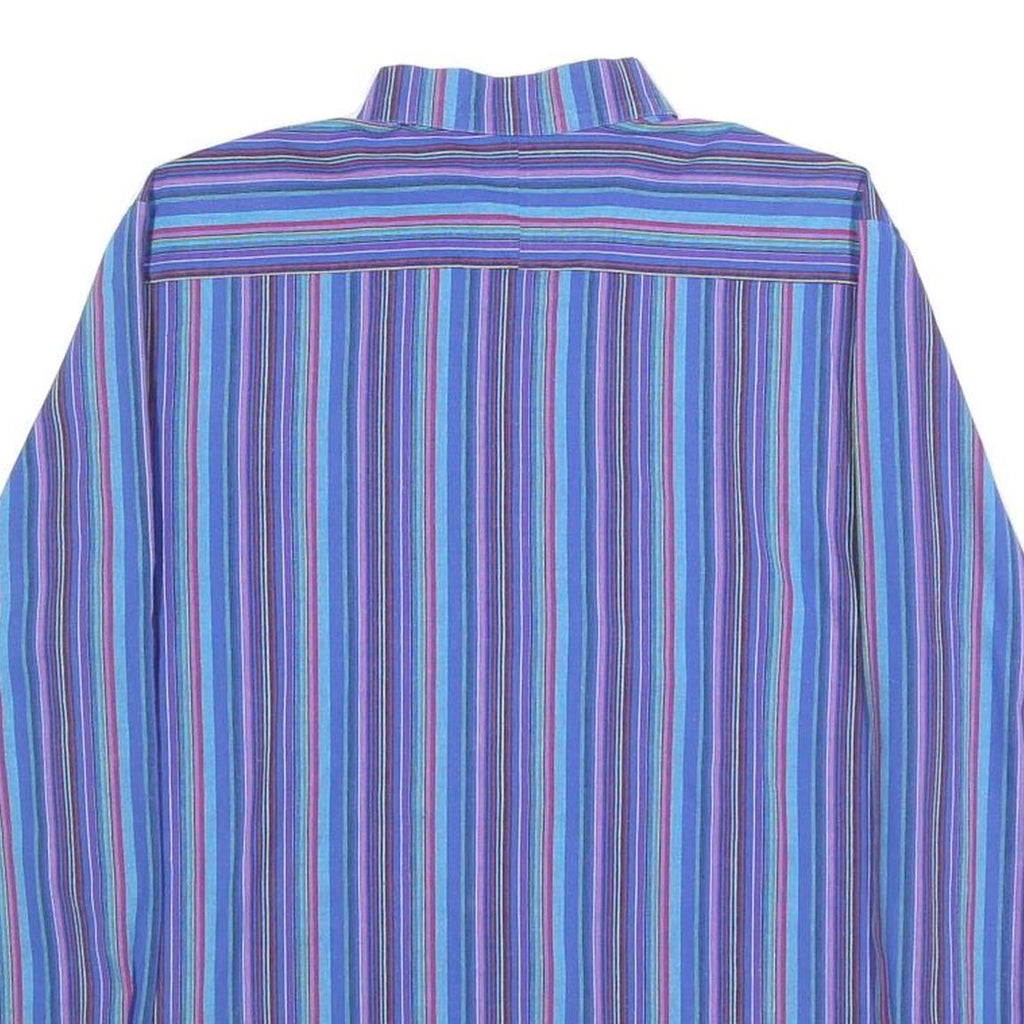 Womens Blue & Purple Striped Cotton Blend Shirt M Long Sleeve Button Up Relaxed