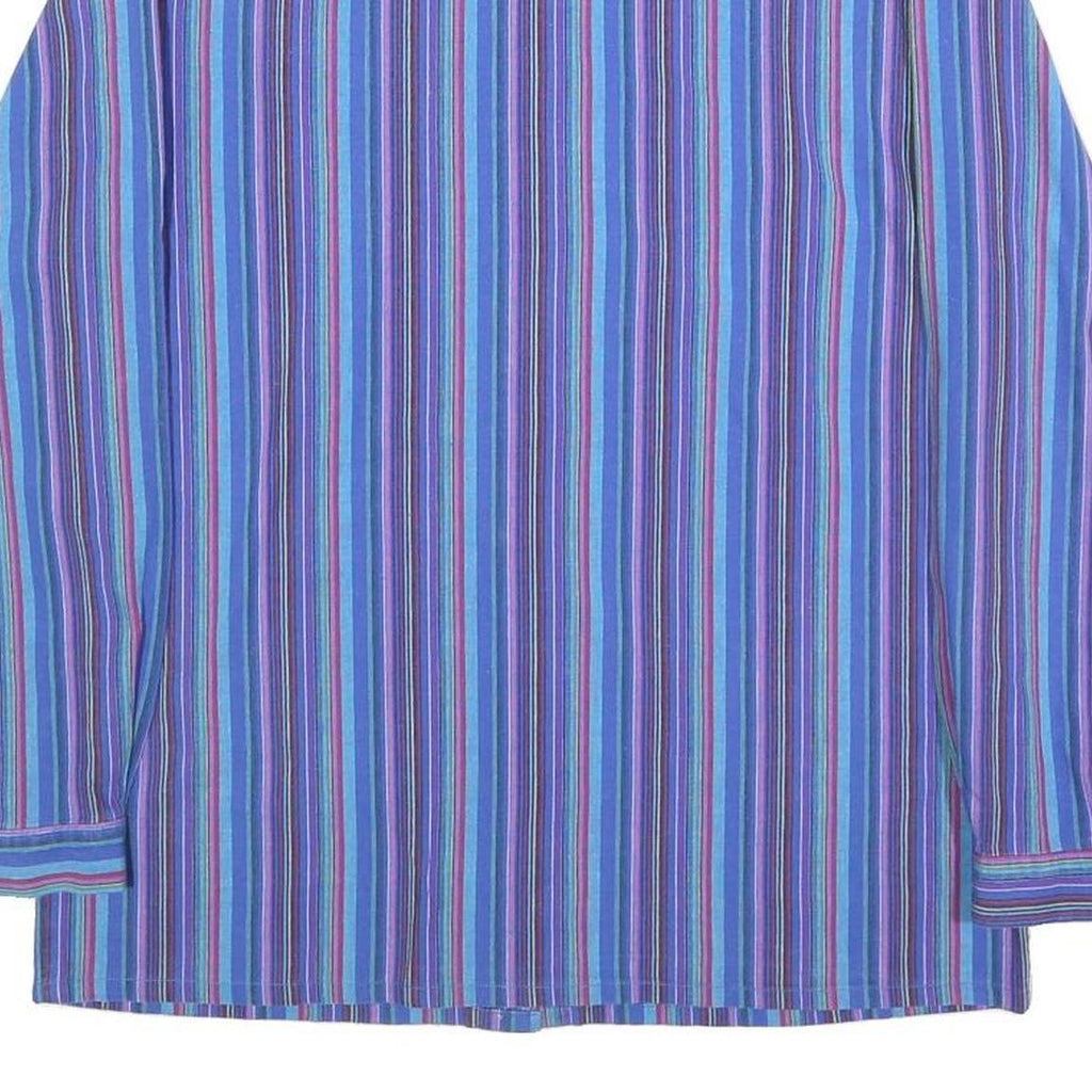 Womens Blue & Purple Striped Cotton Blend Shirt M Long Sleeve Button Up Relaxed