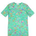 MODELE ALGO Womens Green Floral Button Midi Dress Cotton Blend Short Sleeve M