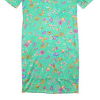 MODELE ALGO Womens Green Floral Button Midi Dress Cotton Blend Short Sleeve M