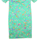 MODELE ALGO Womens Green Floral Button Midi Dress Cotton Blend Short Sleeve M