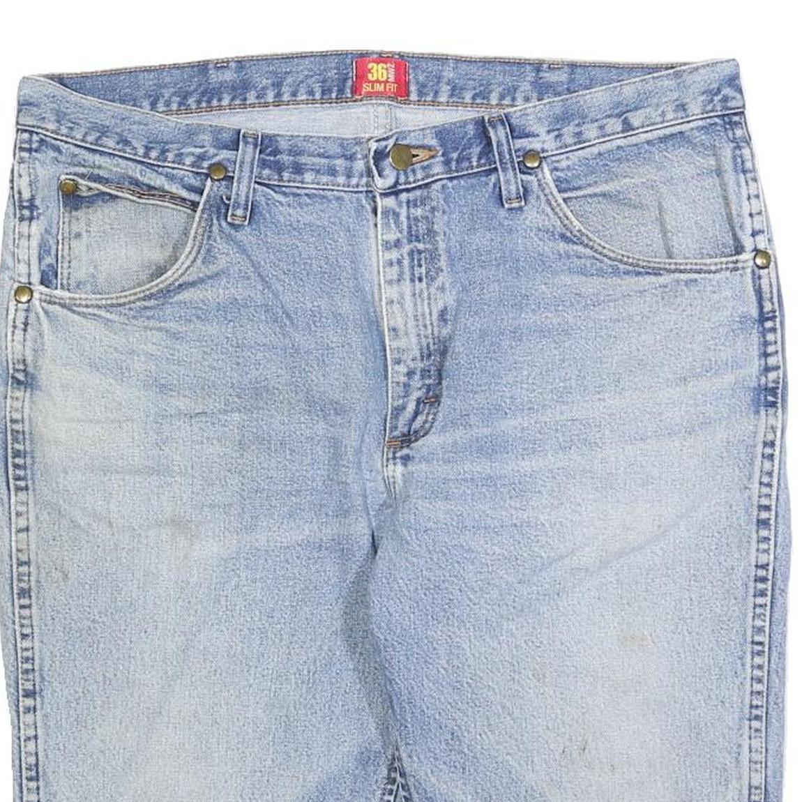 WRANGLER Mens Denim Blue Casual Shorts L W36 Slim Fit Classic Style