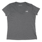 UNDER ARMOUR Womens Grey V-Neck Short Sleeve T-Shirt L Sports Activewear