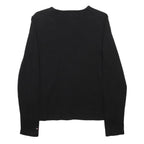 TOMMY HILFIGER Womens Black Plain Cotton Jumper V Neck Basic Knit M Casual