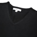 TOMMY HILFIGER Womens Black Plain Cotton Jumper V Neck Basic Knit M Casual