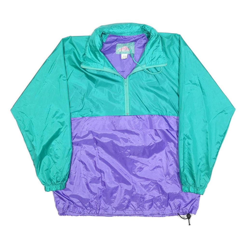 FOOTLOCKER Womens Green & Purple Nylon Jacket M Zip Casual Sportswear