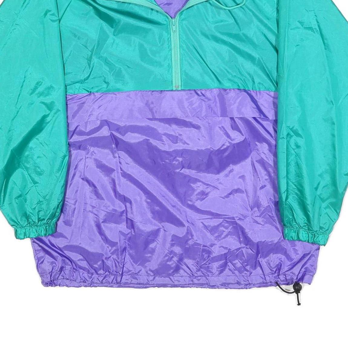 FOOTLOCKER Womens Green & Purple Nylon Jacket M Zip Casual Sportswear
