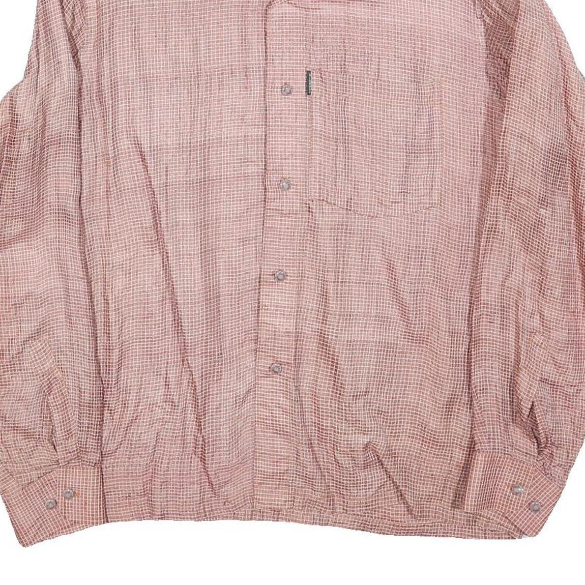 BIG BOSS Mens Pink & White Checked Shirt M Casual Long Sleeve Lightweight