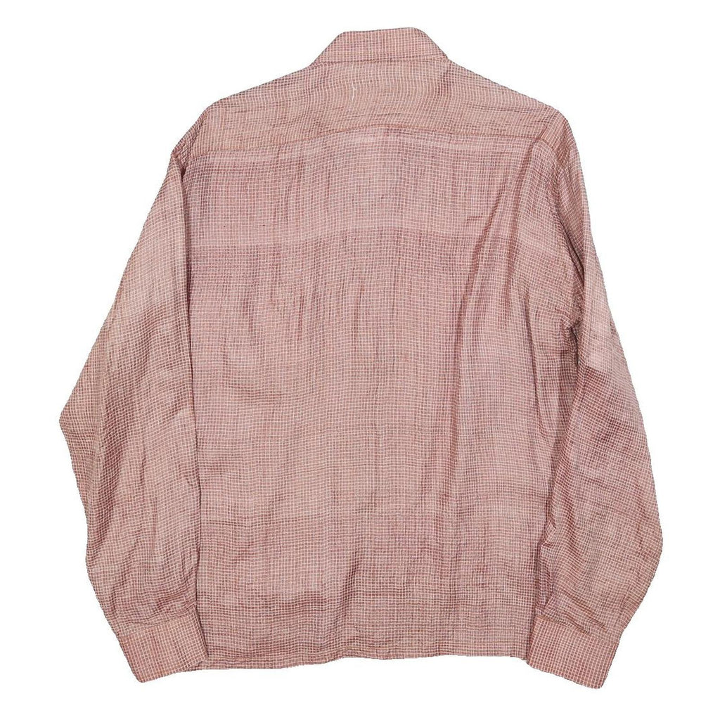 BIG BOSS Mens Pink & White Checked Shirt M Casual Long Sleeve Lightweight