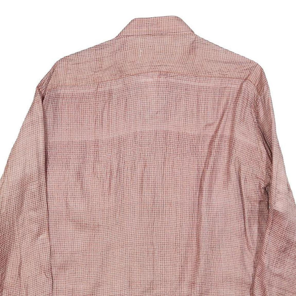 BIG BOSS Mens Pink & White Checked Shirt M Casual Long Sleeve Lightweight