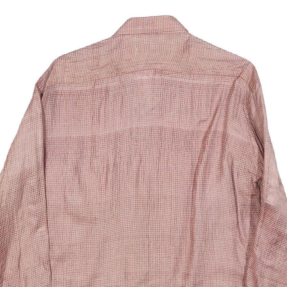 BIG BOSS Mens Pink & White Checked Shirt M Casual Long Sleeve Lightweight