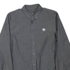 PRETTY GREEN Mens Plain Shirt Grey Long Sleeve S
