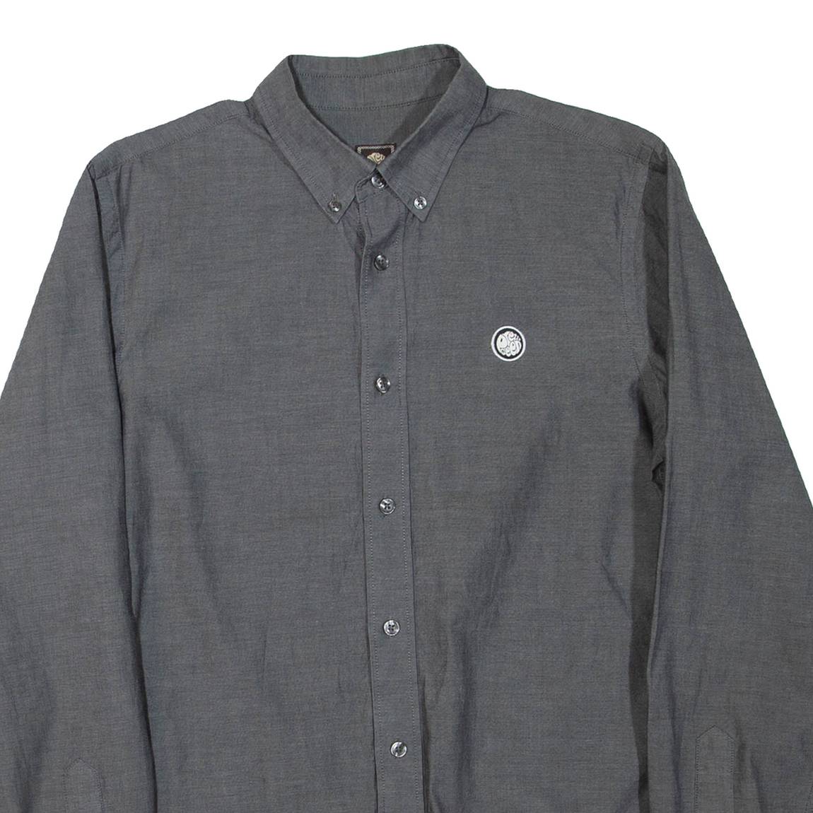 PRETTY GREEN Mens Plain Shirt Grey Long Sleeve S