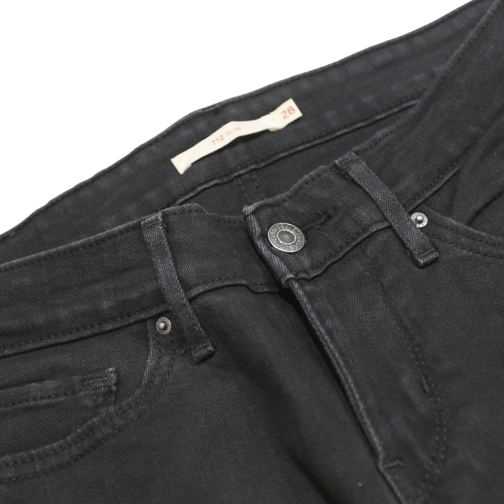 LEVI'S 712 Womens Jeans Black Slim Skinny Denim W28 L27 Stretch Zip Closure