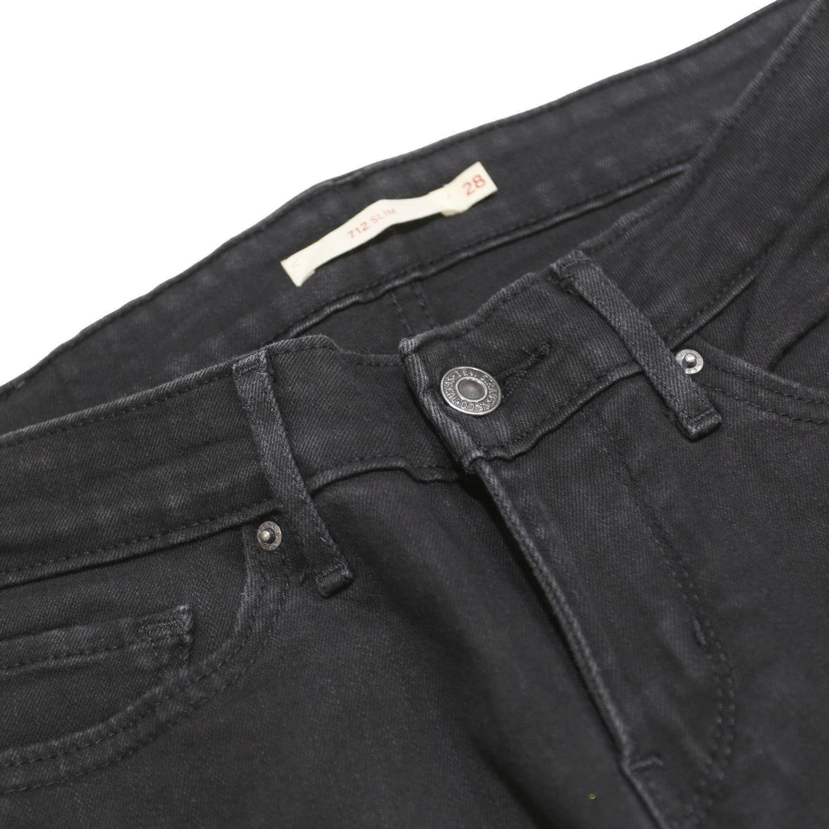 LEVI'S 712 Womens Jeans Black Slim Skinny Denim W28 L27 Stretch Zip Closure