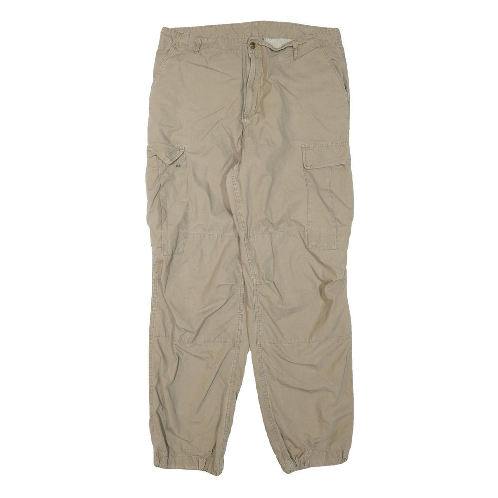 WRANGLER Mens Beige Polyester Blend Regular Cargo Trousers W38 L34 Workwear Zip