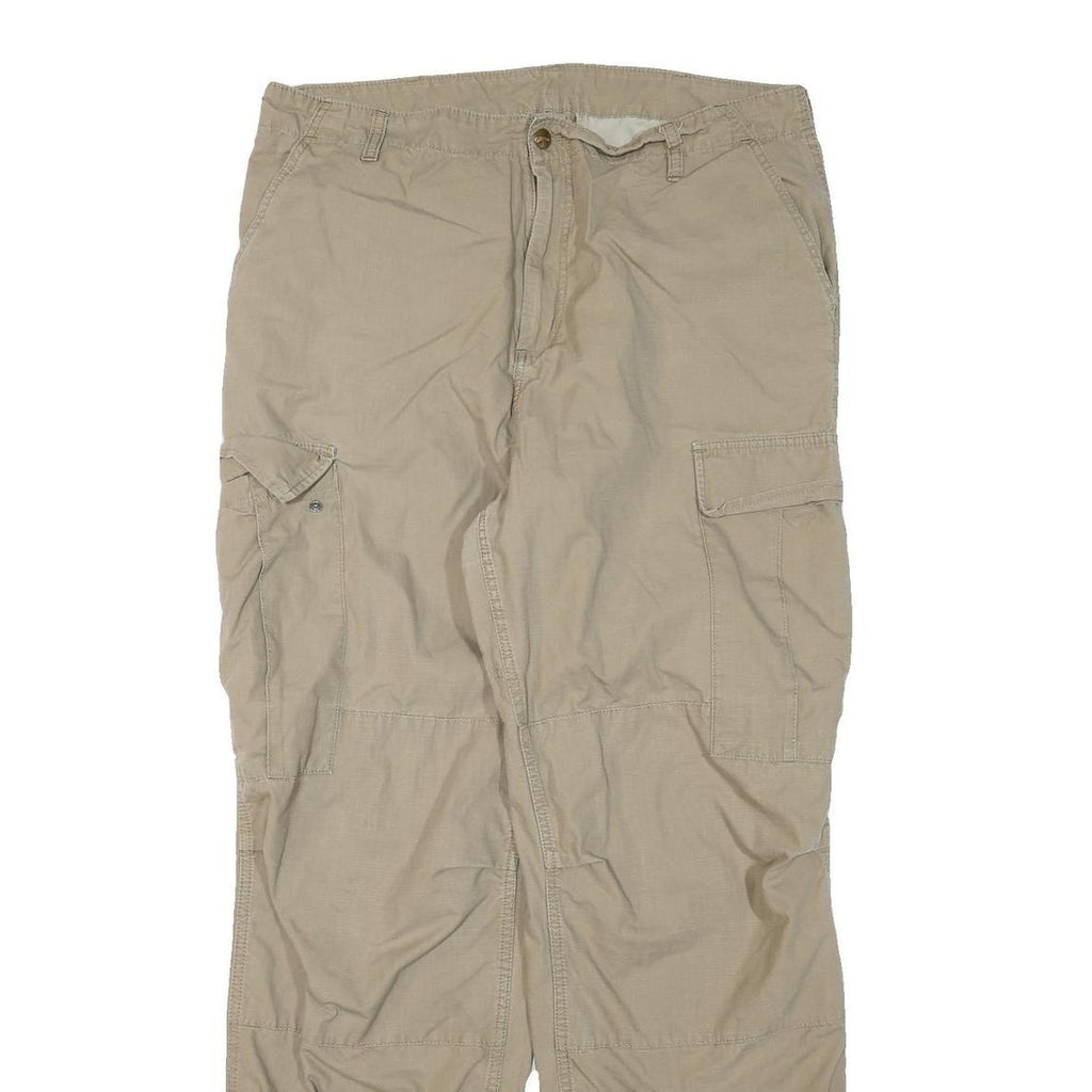 WRANGLER Mens Beige Polyester Blend Regular Cargo Trousers W38 L34 Workwear Zip