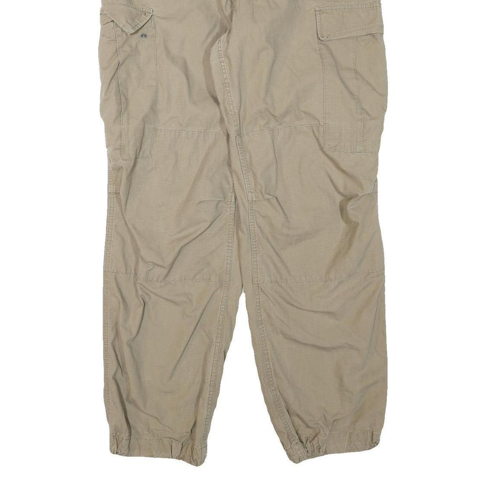 WRANGLER Mens Beige Polyester Blend Regular Cargo Trousers W38 L34 Workwear Zip