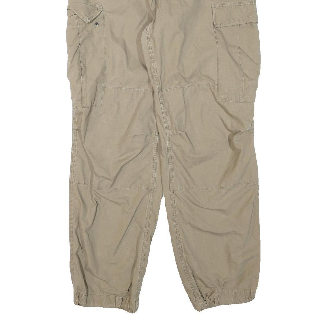 WRANGLER Mens Beige Polyester Blend Regular Cargo Trousers W38 L34 Workwear Zip