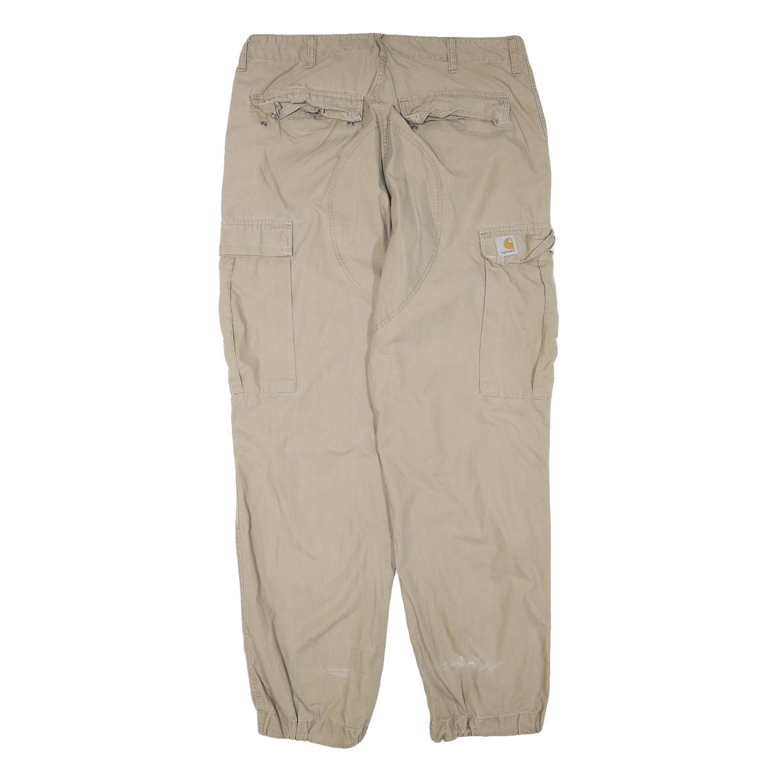 WRANGLER Mens Beige Polyester Blend Regular Cargo Trousers W38 L34 Workwear Zip