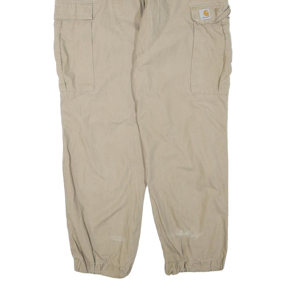 WRANGLER Mens Beige Polyester Blend Regular Cargo Trousers W38 L34 Workwear Zip