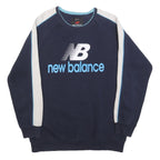 NEW BALANCE Mens Navy Blue & Cream Crew Neck XL Sweatshirt Cotton Blend Casual