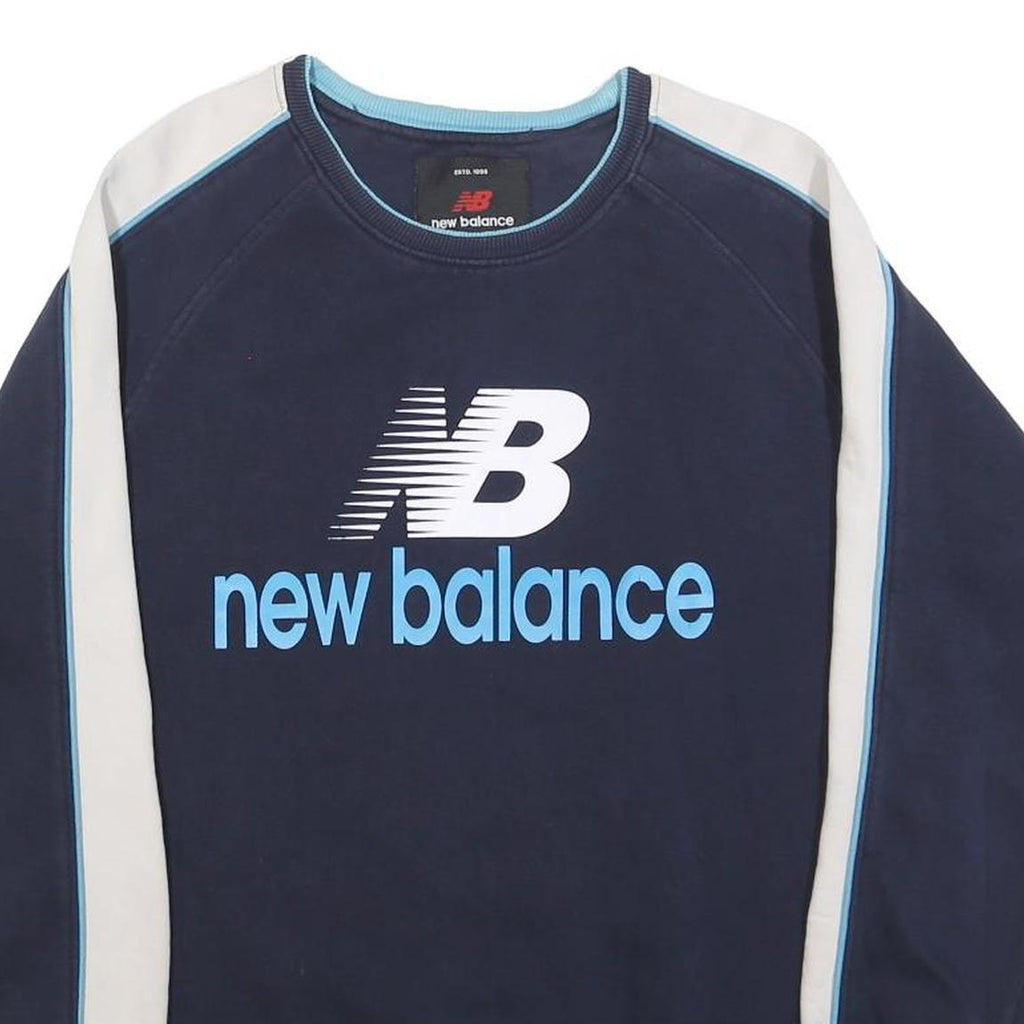 NEW BALANCE Mens Navy Blue & Cream Crew Neck XL Sweatshirt Cotton Blend Casual