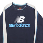NEW BALANCE Mens Navy Blue & Cream Crew Neck XL Sweatshirt Cotton Blend Casual