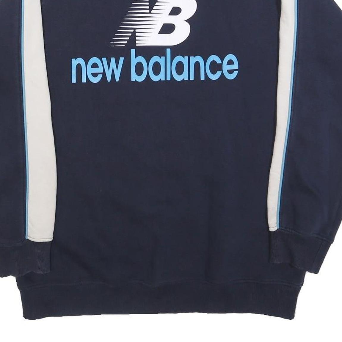 NEW BALANCE Mens Navy Blue & Cream Crew Neck XL Sweatshirt Cotton Blend Casual