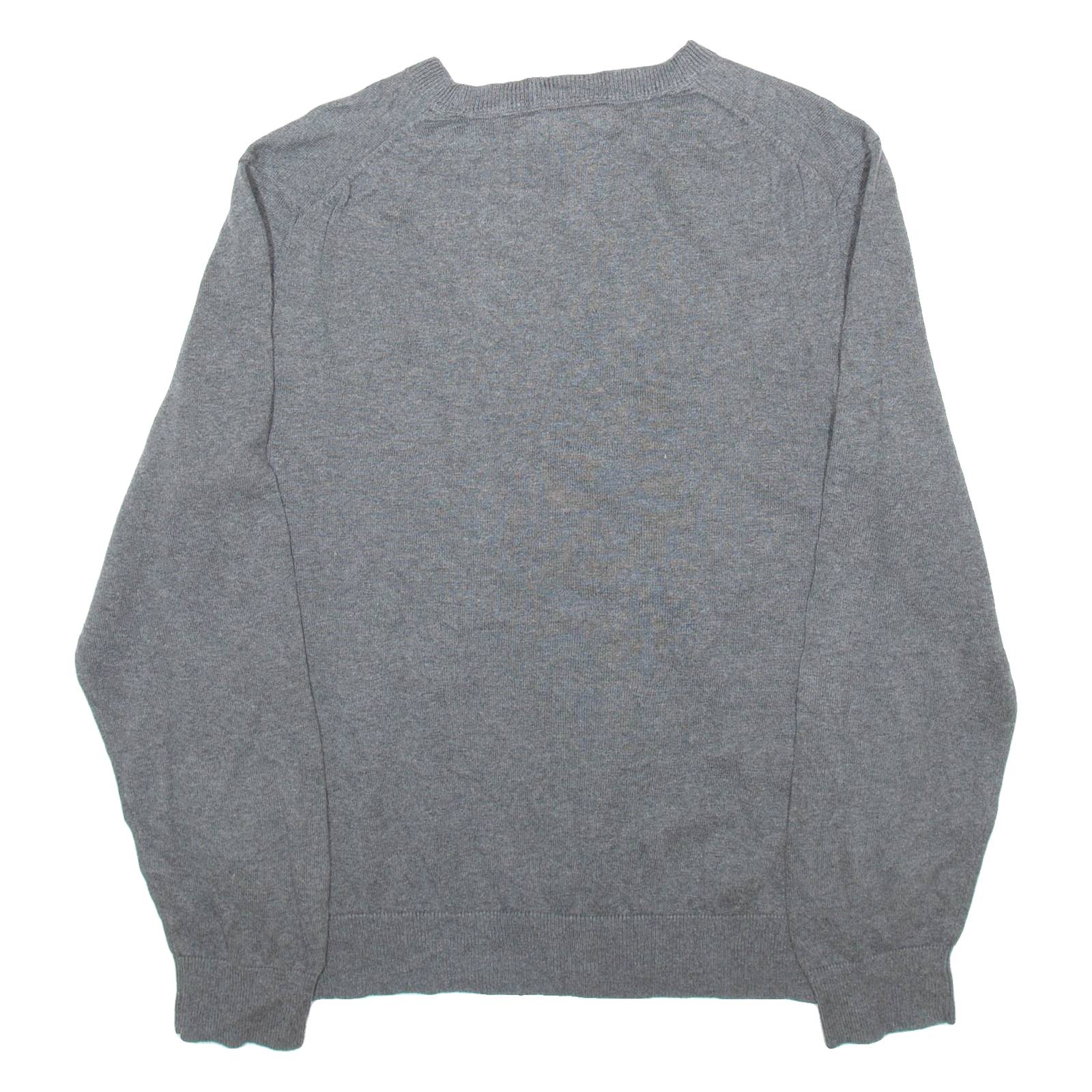 NAUTICA Mens Jumper Grey V-Neck Tight Knit L