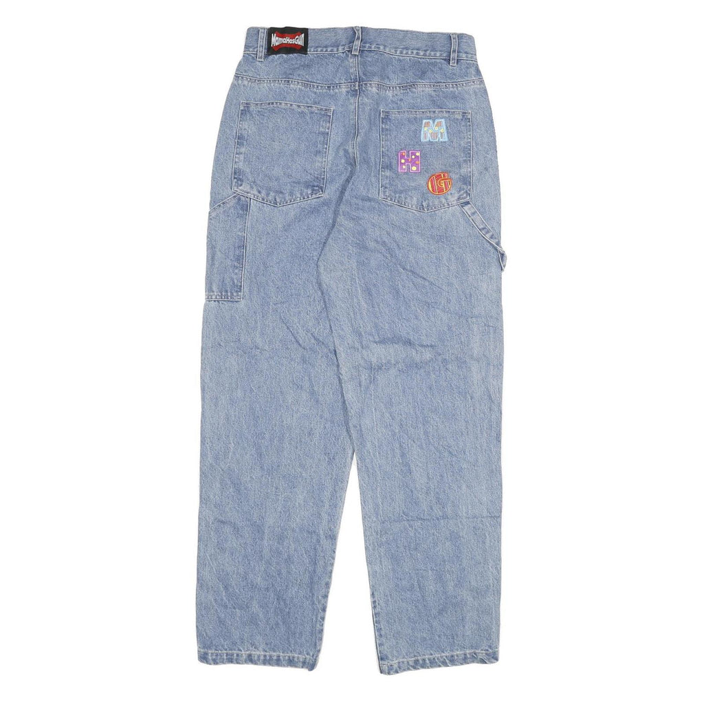 MAMA HAS GUN Mens Jeans Blue Relaxed Straight Denim Light W30 L29 Casual