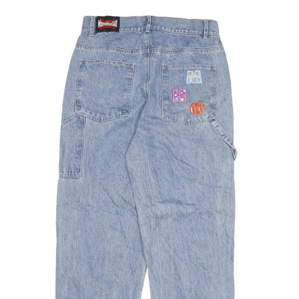 MAMA HAS GUN Mens Jeans Blue Relaxed Straight Denim Light W30 L29 Casual
