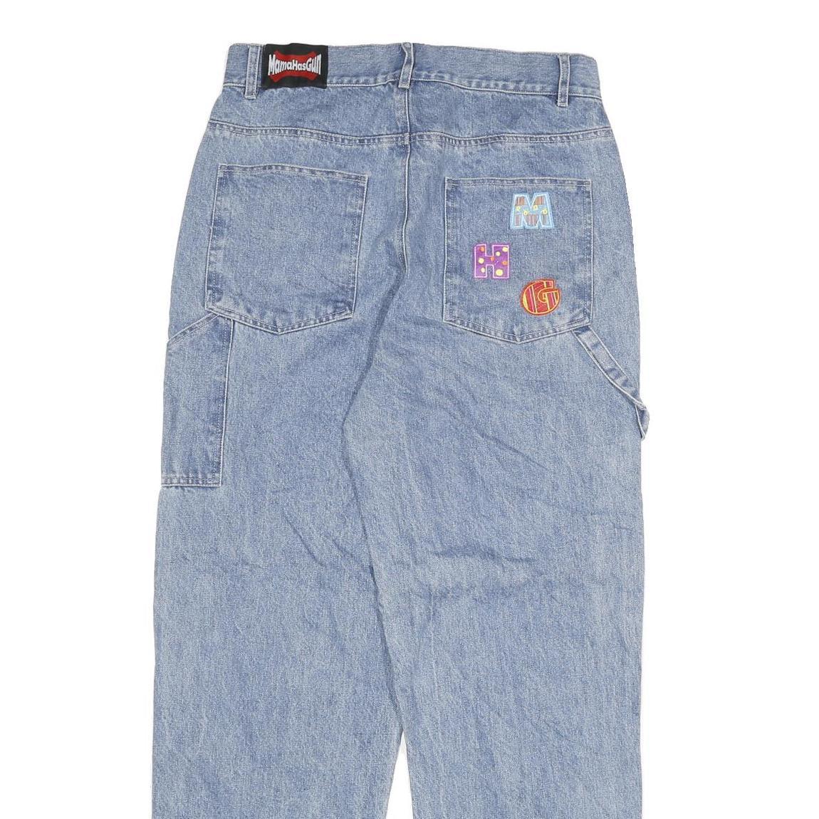 MAMA HAS GUN Mens Jeans Blue Relaxed Straight Denim Light W30 L29 Casual