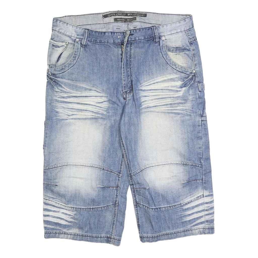 FLAG Mens Denim Blue Casual Shorts XL W39 Faded Look Distressed Style