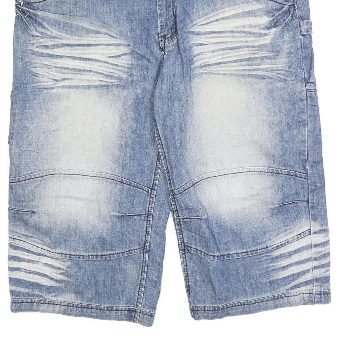 FLAG Mens Denim Blue Casual Shorts XL W39 Faded Look Distressed Style