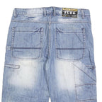 FLAG Mens Denim Blue Casual Shorts XL W39 Faded Look Distressed Style