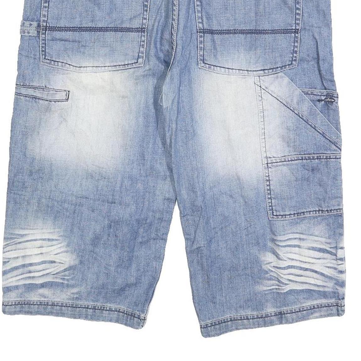 FLAG Mens Denim Blue Casual Shorts XL W39 Faded Look Distressed Style