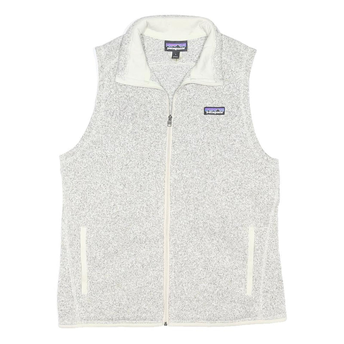 PATAGONIA Womens Grey & White Zip Jacket L Cotton Blend Fleece Outdoor Layer