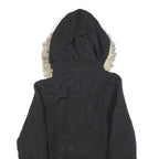 GUESS Womens Black Puffer Jacket L Polyester Hooded Zip Winter Coat Warm