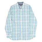 TOMMY HILFIGER Mens Blue & White Check Shirt L Cotton Long Sleeve Button Collar