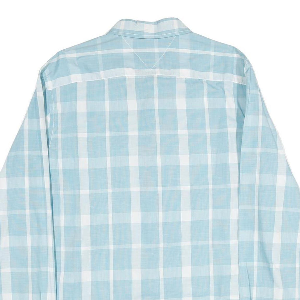 TOMMY HILFIGER Mens Blue & White Check Shirt L Cotton Long Sleeve Button Collar