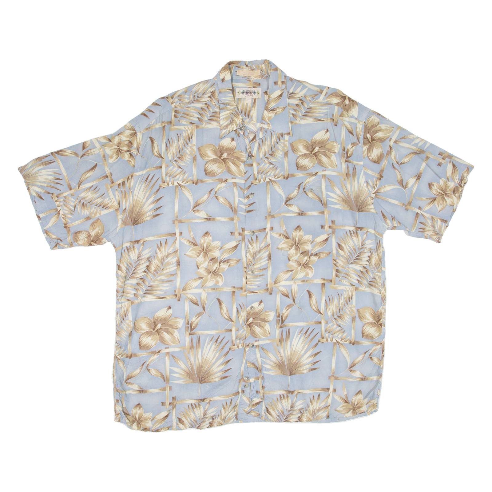 CAMPIA Mens Hawaiian Shirt Blue Floral XL