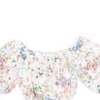 Cropped Womens Off Shoulder Blouse Beige Floral M