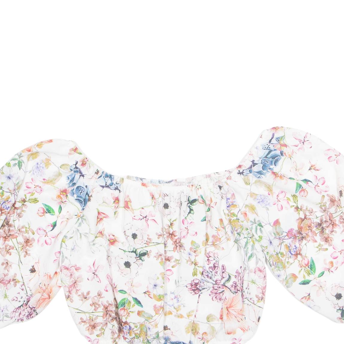 Cropped Womens Off Shoulder Blouse Beige Floral M