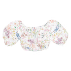 Cropped Womens Off Shoulder Blouse Beige Floral M