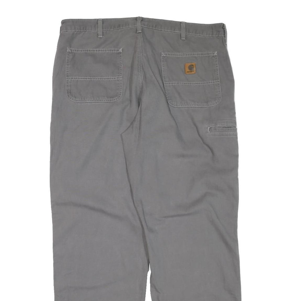 CARHARTT Mens Regular Fit Grey Trousers W40 L34 Cotton Blend Zip Closure